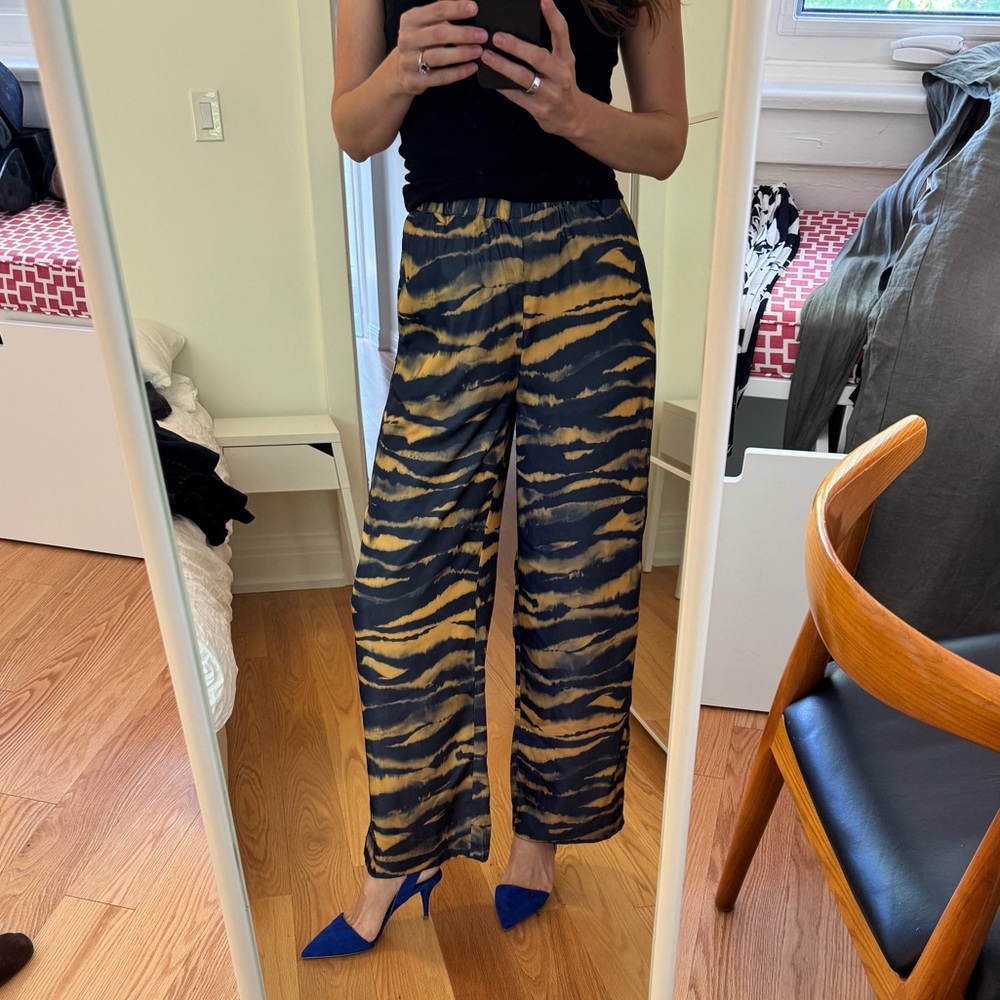 & Other Stories Navy and Yellow Patterned Trousers